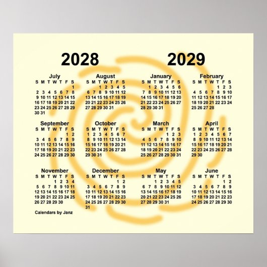 2028-2029 Sonnentage Schuljahr von Janz Poster (Vorne)