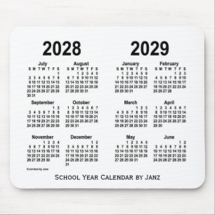 2028-2029 Weißer Schulkalender von Janz Mousepad