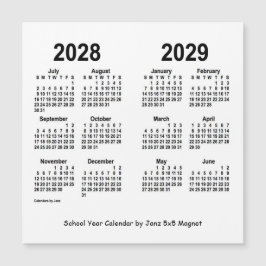 2028-2029 Weißes Schuljahr - Kalender von Janz Magnetkarte