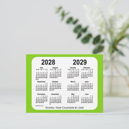 2028-2029 Yellow Green School Calendar von Janz Postkarte (Stehend Vorderseite)