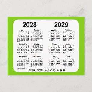 2028-2029 Yellow Green School Calendar von Janz Postkarte