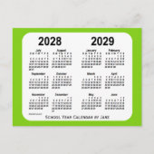 2028-2029 Yellow Green School Calendar von Janz Postkarte (Vorderseite)