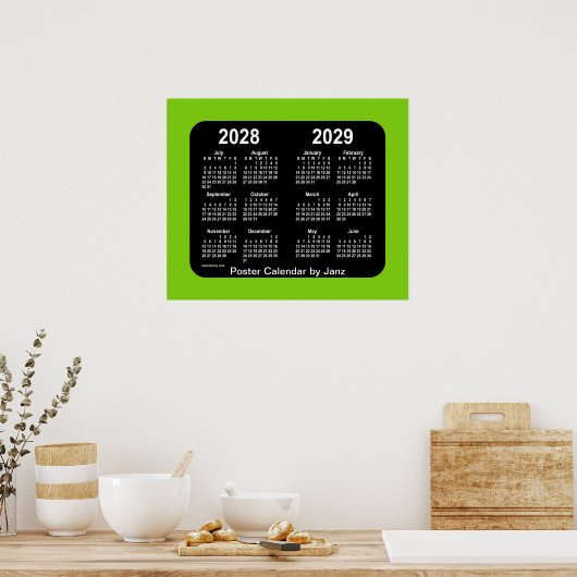 2028-2029 Yellowgreen Neon School Calendar by Janz Poster (Küche)
