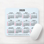 2028 Alice Blue 52 Weeks ISO Calendar by Janz Mousepad (Mit Mouse)