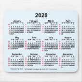 2028 Alice Blue 52 Weeks ISO Calendar by Janz Mousepad (Vorne)