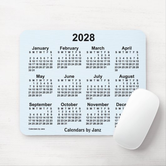 2028 Alice Blue Calendar by Janz Mouse Pad Mousepad (Mit Mouse)