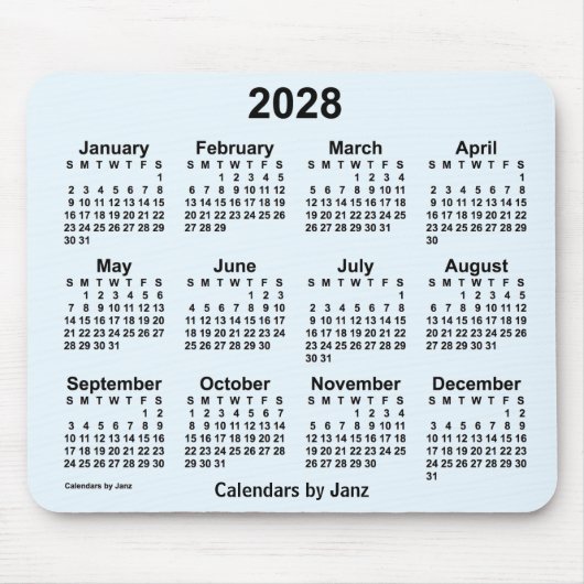 2028 Alice Blue Calendar by Janz Mouse Pad Mousepad (Vorne)