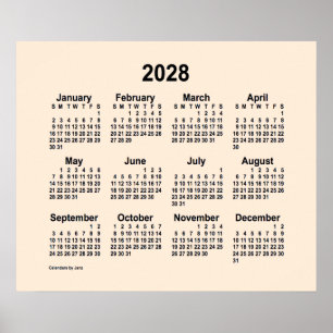2028 Antik-Weiß-Kalender von Janz Print Poster