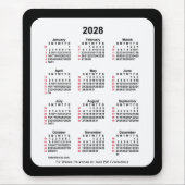 2028 Black 52 Weeks ISO Kalender von Janz Two Tone Mousepad (Vorne)