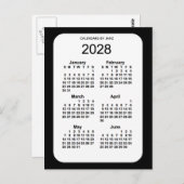 2028 Black 6 Month Mini Kalender von Janz Postkarte (Vorne/Hinten)
