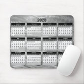 2028 Calendar Brushed Steel Wavy Abstract Mousepad (Mit Mouse)