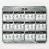 2028 Calendar Brushed Steel Wavy Abstract Mousepad (Vorne)
