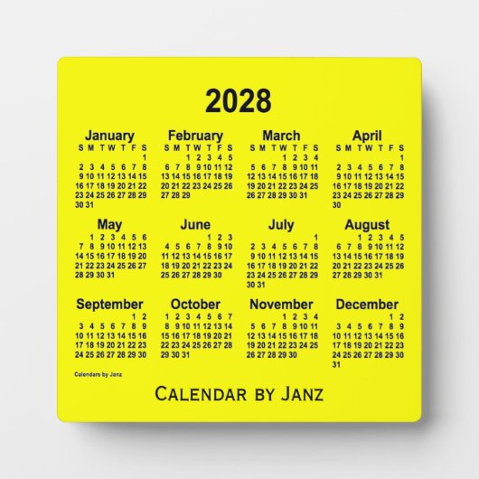 2028 Gelber Schreibtisch Kalender von Janz Fotoplatte (Vorderseite)