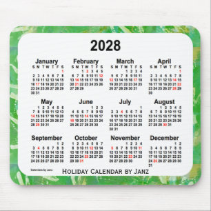 2028 Green Holiday Art Calendar by Janz Mouse Pad Mousepad