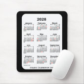 2028 Holiday Two Tone Black Calendar von Janz Mousepad (Mit Mouse)