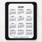 2028 Holiday Two Tone Black Calendar von Janz Mousepad (Vorne)