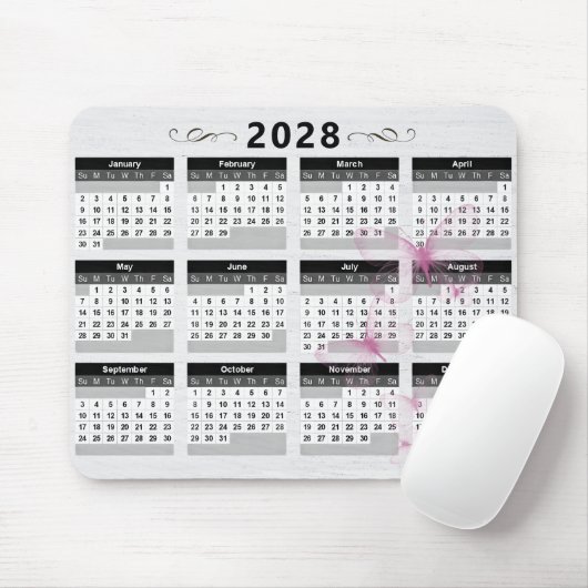 2028 Kalender Schmetterlinge auf Holz Mousepad (Mit Mouse)