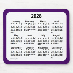 2028 Lila und weißer Kalender von Janz Two Tone Mousepad