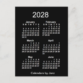 2028 Neon White 6 Month Mini Kalender von Janz Postkarte