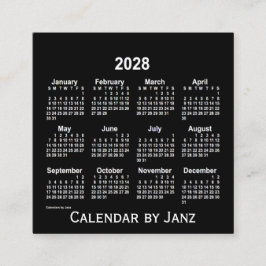 2028 Neon White Calendar von Janz Quadratische Visitenkarte