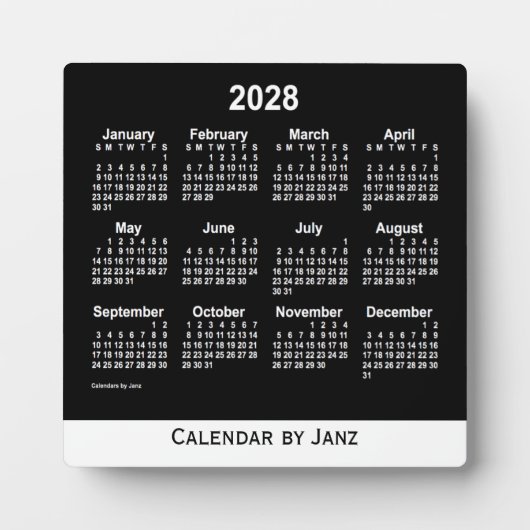 2028 Neon White Desk Calendar von Janz Fotoplatte (Vorderseite)