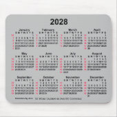 2028 Silver 52 Weeks ISO Calendar by Janz Mousepad (Vorne)