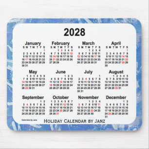 2028 Sky Blue Holiday Art Calendar von Janz Mousepad