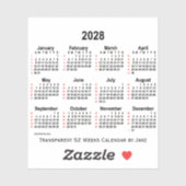 2028 Transparenter 52-Wochen-Kalender von Janz Aufkleber (Blatt)