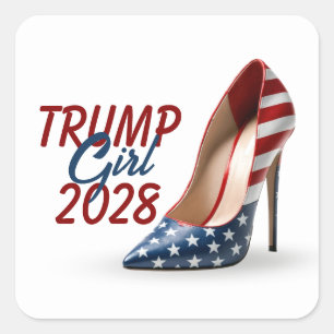 2028 TRUMP-MÄDCHENFLACHENSCHUHE QUADRATISCHER AUFKLEBER