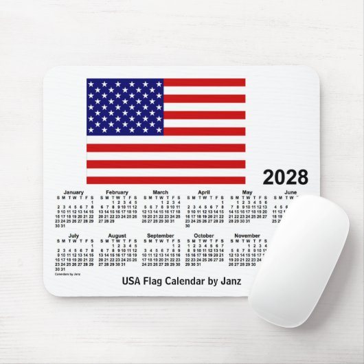2028 USA Flaggenkalender von Janz Mouse Pad Mousepad (Mit Mouse)
