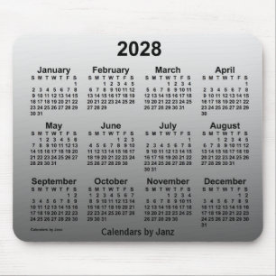 2028 Verblasster weißer Kalender von Janz Mouse P Mousepad