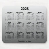 2028 Verblasster weißer Kalender von Janz Mouse Pa Mousepad (Vorne)