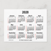2028 Weißer 52-Wochen-Kalender von Janz Postkarte (Vorderseite)