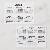 2028 White 52 Week Calendar by Janz Business Cards Visitenkarte (Vorne/Hinten)