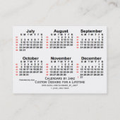 2028 White 52 Week Calendar by Janz Business Cards Visitenkarte (Rückseite)