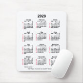 2028 White 52 Weeks ISO Calendar by Janz Mousepad (Mit Mouse)