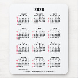 2028 White 52 Weeks ISO Calendar by Janz Mousepad