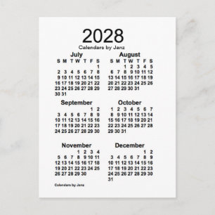 2028 White 6 Month Mini Kalender von Janz Postkarte