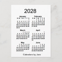 2028 White 6 Month Mini Kalender von Janz Postkarte