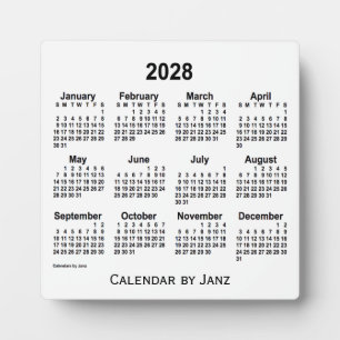 2028 White Desk Calendar von Janz Fotoplatte