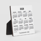 2028 White Desk Calendar von Janz Fotoplatte (Vorderseite)