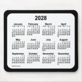 2028 White on Black Calendar by Janz Two Mousepad (Vorne)