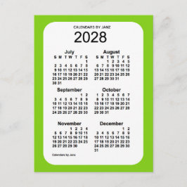 2028 Yellow Green 6 Month Mini Calendar von Janz Postkarte