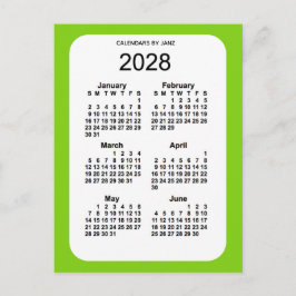 2028 Yellow Green 6 Month Mini Calendar von Janz Postkarte