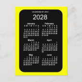 2028 Yellow Neon 6 Month Mini Calendar by Janz Postkarte (Vorderseite)