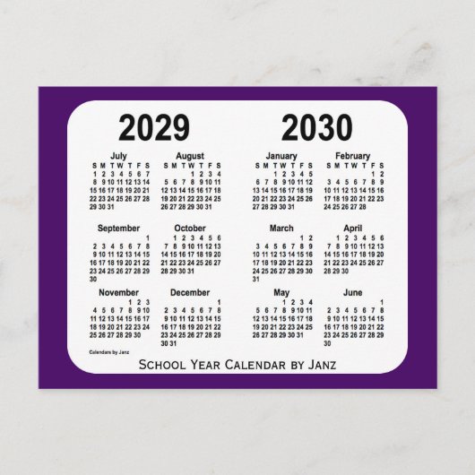 2029-2030 Lila Schuljahr in Mini von Janz Postkarte (Vorderseite)