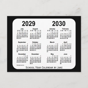 2029-2030 Schwarz-Weiß-Schulkalender von Janz Postkarte