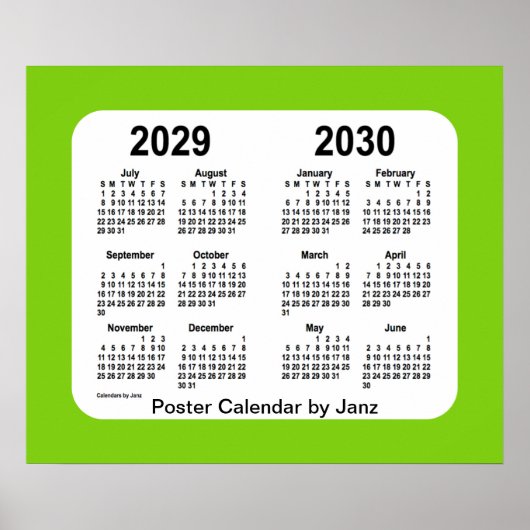 2029-2030 Yellow Green School Calendar von Janz Poster (Vorne)