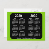 2029-2030 Yellowgreen Neon School Calendar by Janz Postkarte (Vorne/Hinten)