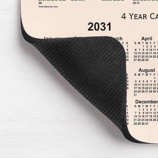 2029-2032 Weißer Vierjahreskalender von Janz Mousepad (Ecke)